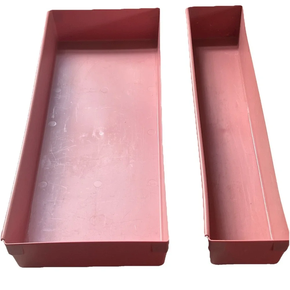 4 Rubbermaid‎ Vtg 90s Pink Interlocking Drawer Organizer 2- 15x 3x 2 + 2- 15x6x2